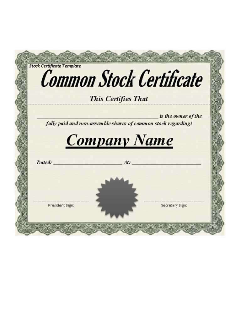 Certificate Of Ownership Template