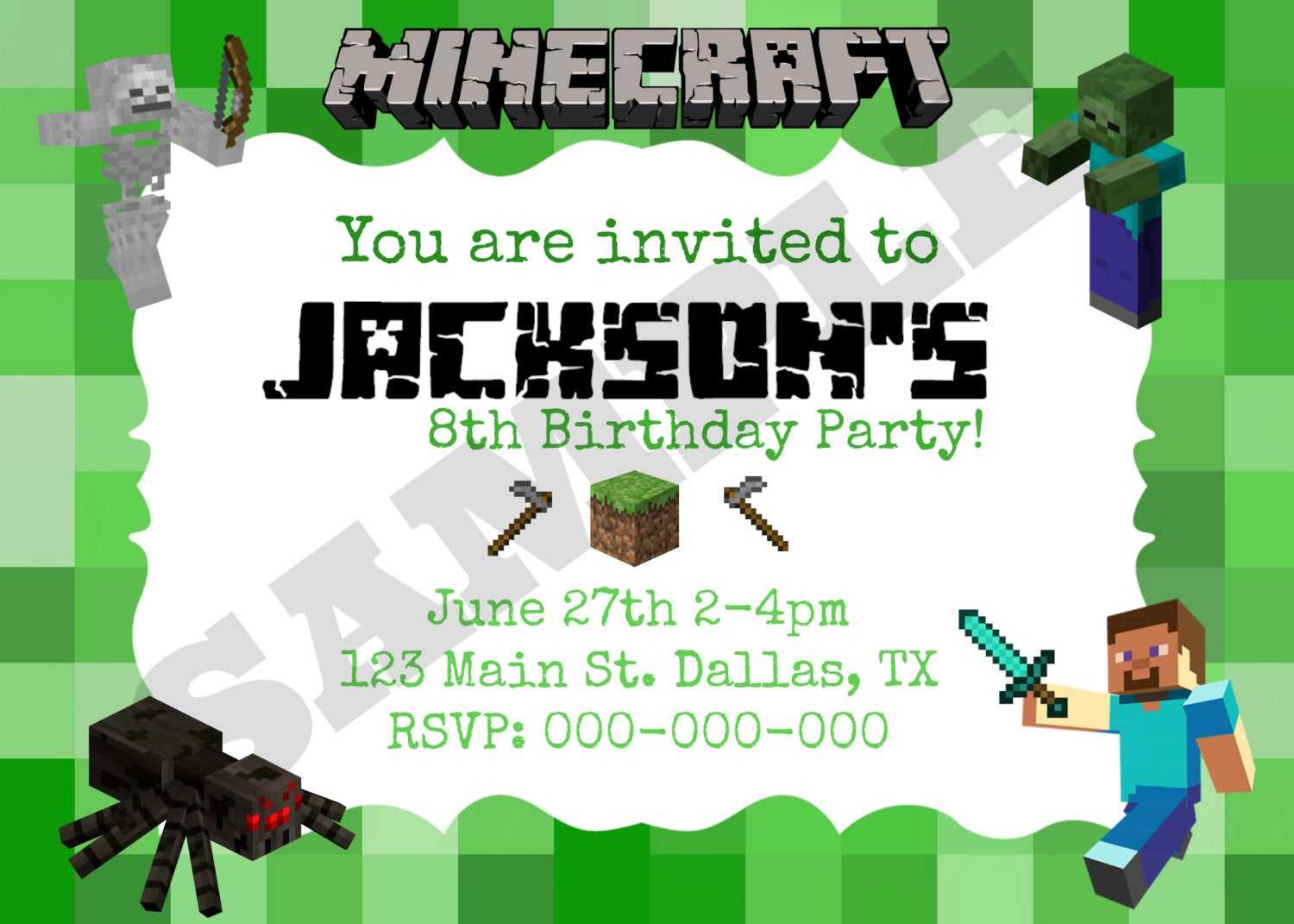 40Th Birthday Ideas: Minecraft Birthday Invitation Template Free For Minecraft Birthday Card Template