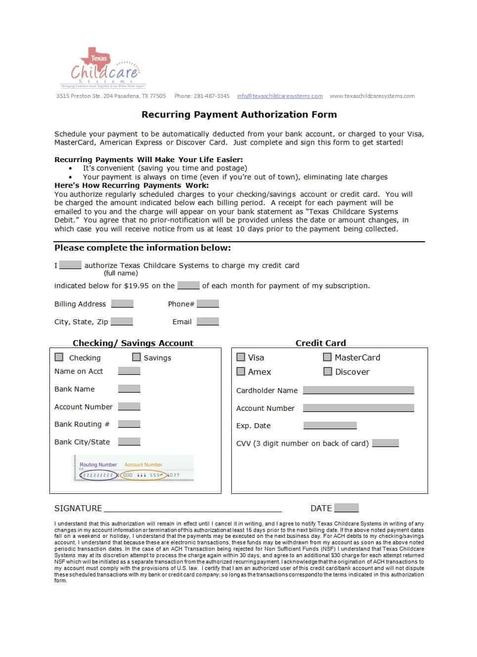 41 Credit Card Authorization Forms Templates Ready To Use Within Authorization To Charge 4331