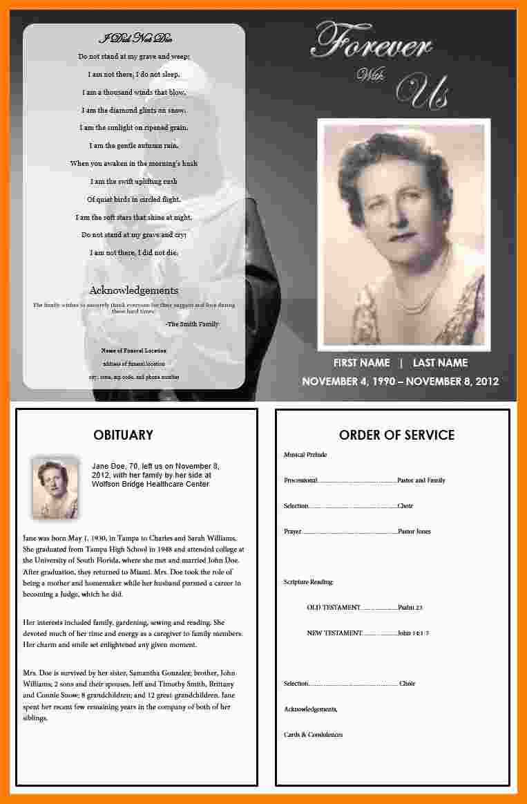 5+ Free Sample Obituary For Funeral Program | Marlows Jewellers Regarding Remembrance Cards Template Free