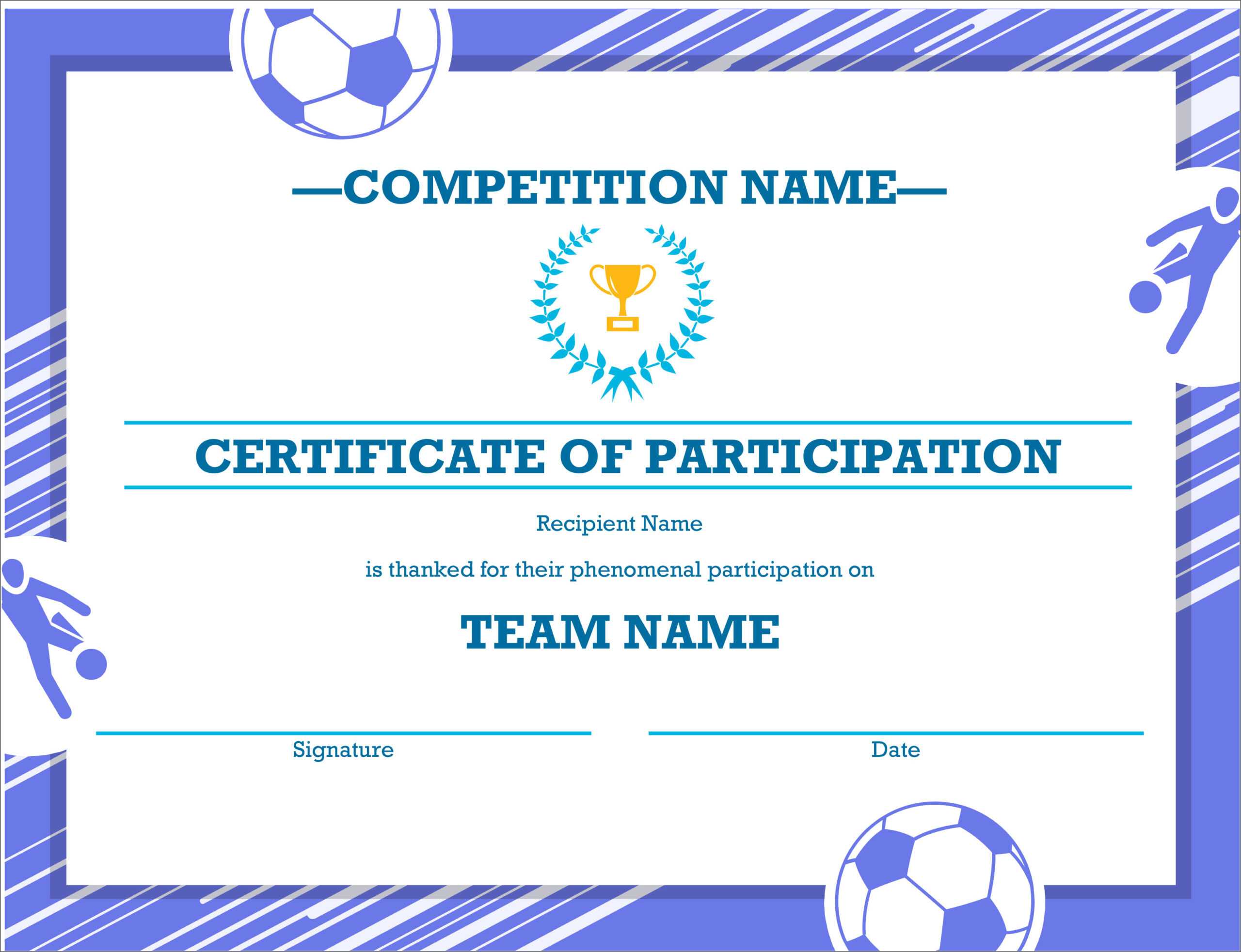 50 Free Creative Blank Certificate Templates In Psd Inside Soccer Award Certificate Templates Free