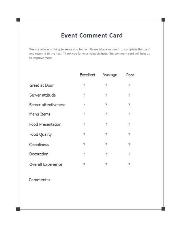 50 Printable Comment Card & Feedback Form Templates ᐅ Intended For