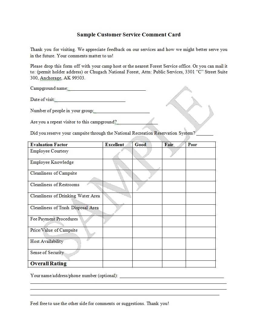 50 Printable Comment Card & Feedback Form Templates ᐅ Throughout Survey Card Template