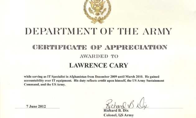 6+ Army Appreciation Certificate Templates - Pdf, Docx with Army Certificate Of Completion Template