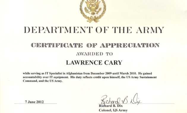 6+ Army Appreciation Certificate Templates - Pdf, Docx with Army Certificate Of Completion Template