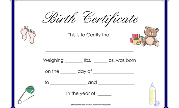 6+ Birth Certificate Templates - Bookletemplate with Birth Certificate Template For Microsoft Word