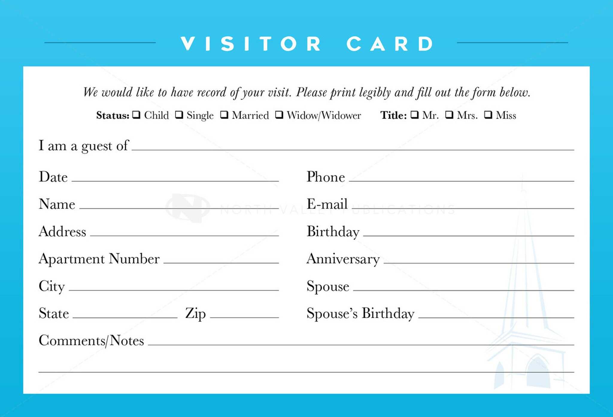 62D2C Guest Card Template | Wiring Library Inside Church Visitor Card Template