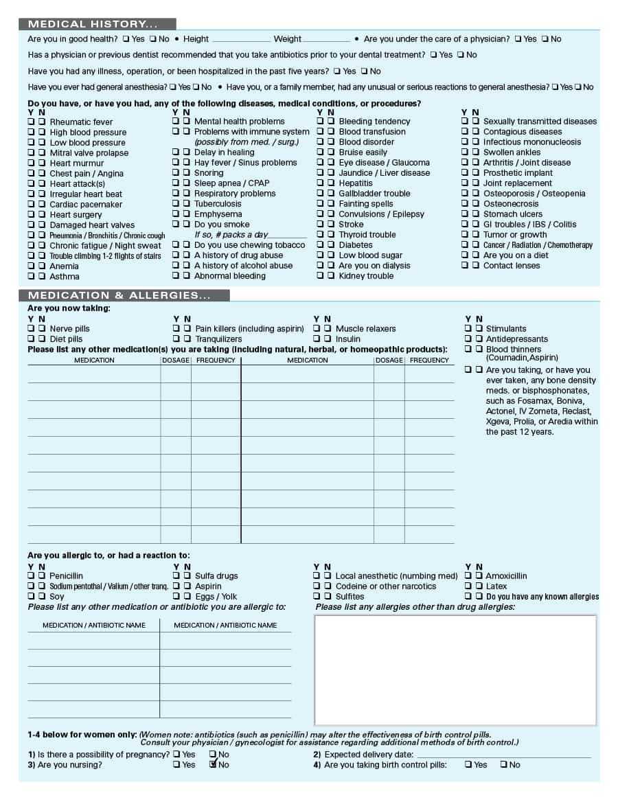 67 Medical History Forms [Word, Pdf] – Printable Templates Regarding Med Cards Template