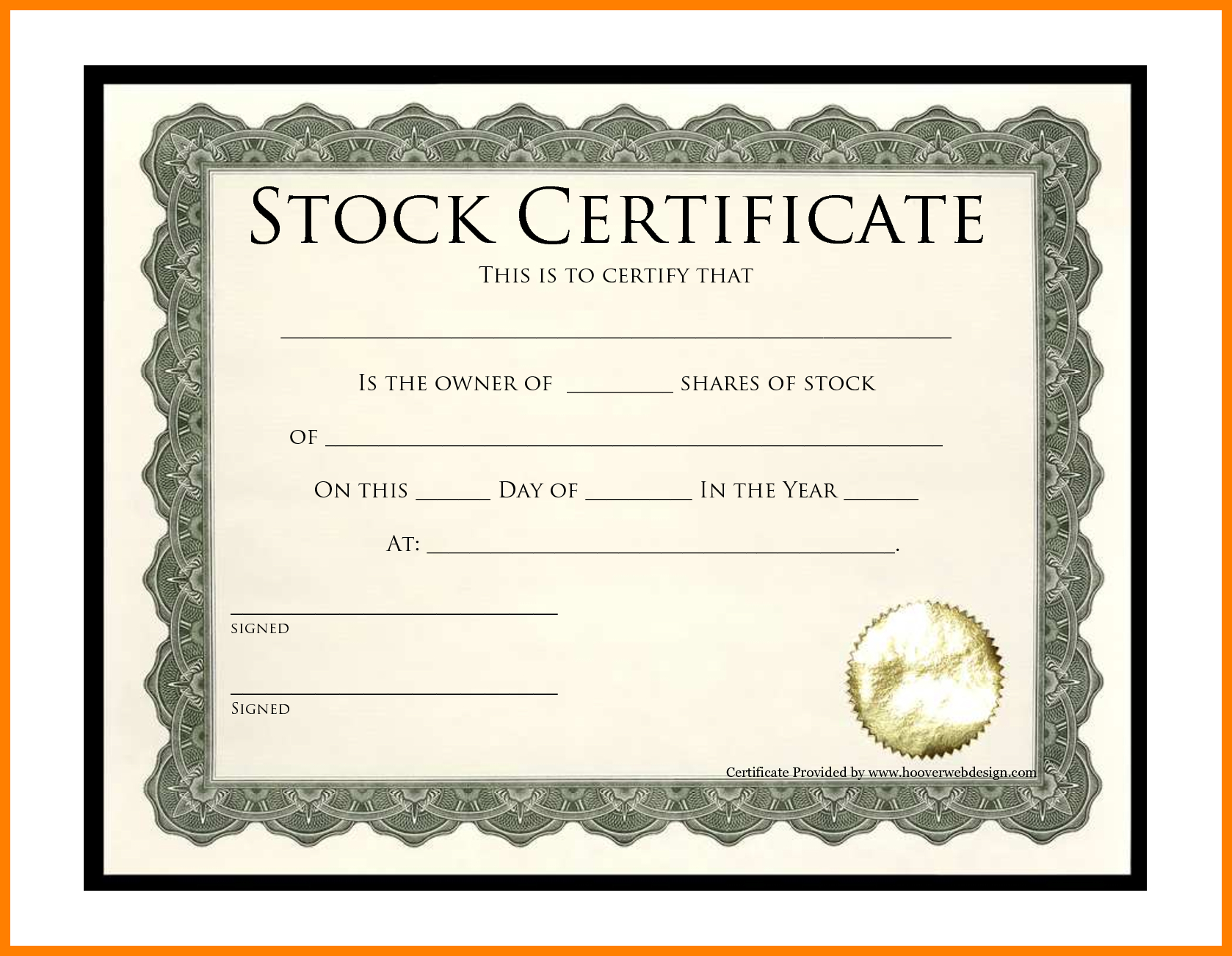 7+ Free Stock Certificate Templates Microsoft Word | Marlows In Template Of Share Certificate