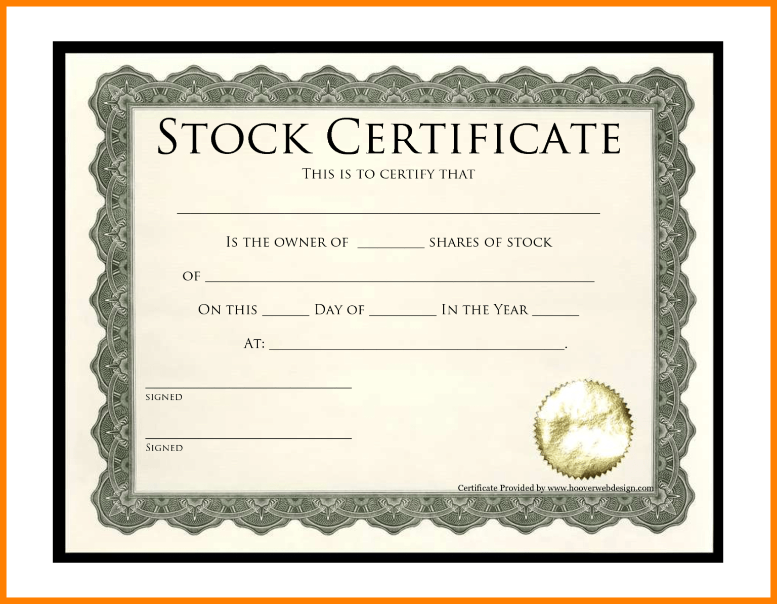 Share Certificate Word Template