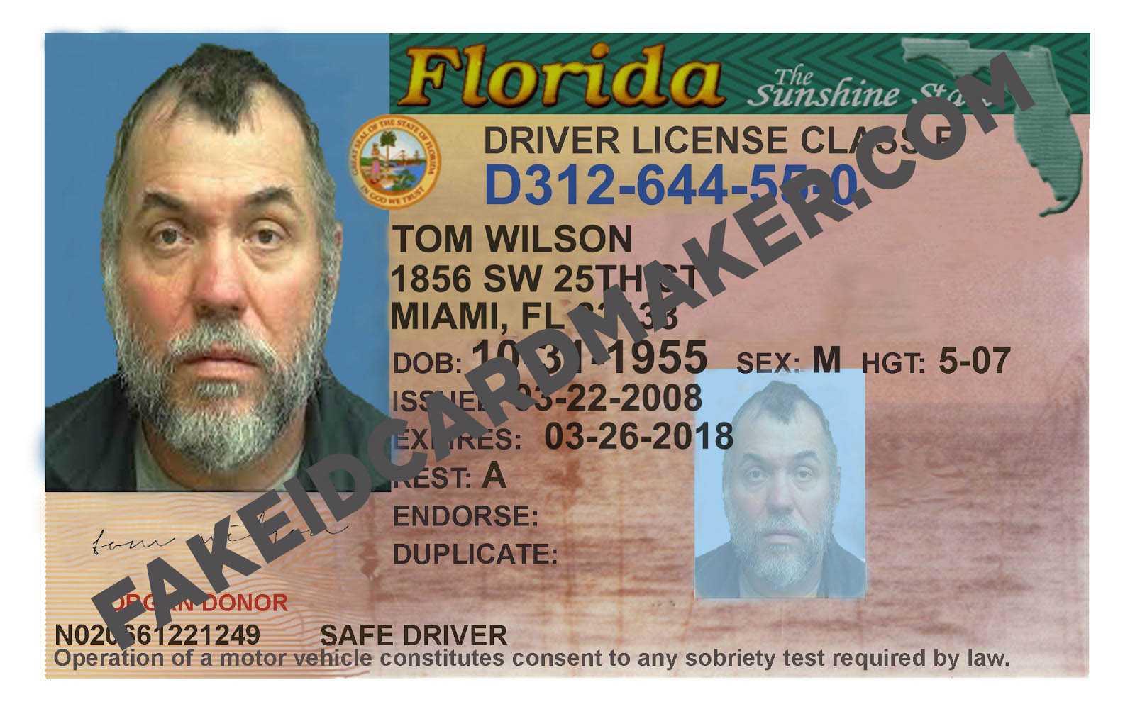 Florida Id Card Template