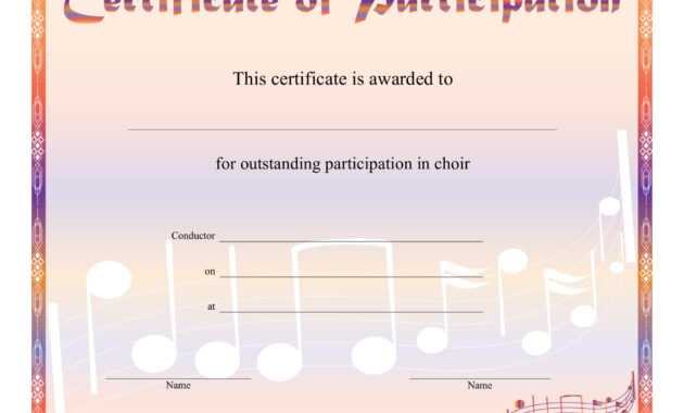 8+ Free Choir Certificate Of Participation Templates - Pdf inside Choir Certificate Template