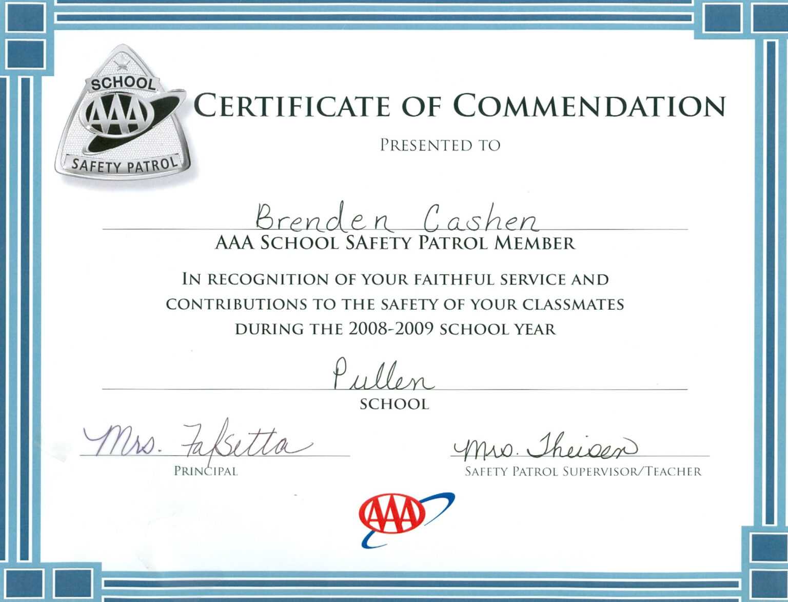 Safety Patrol Certificates Printable