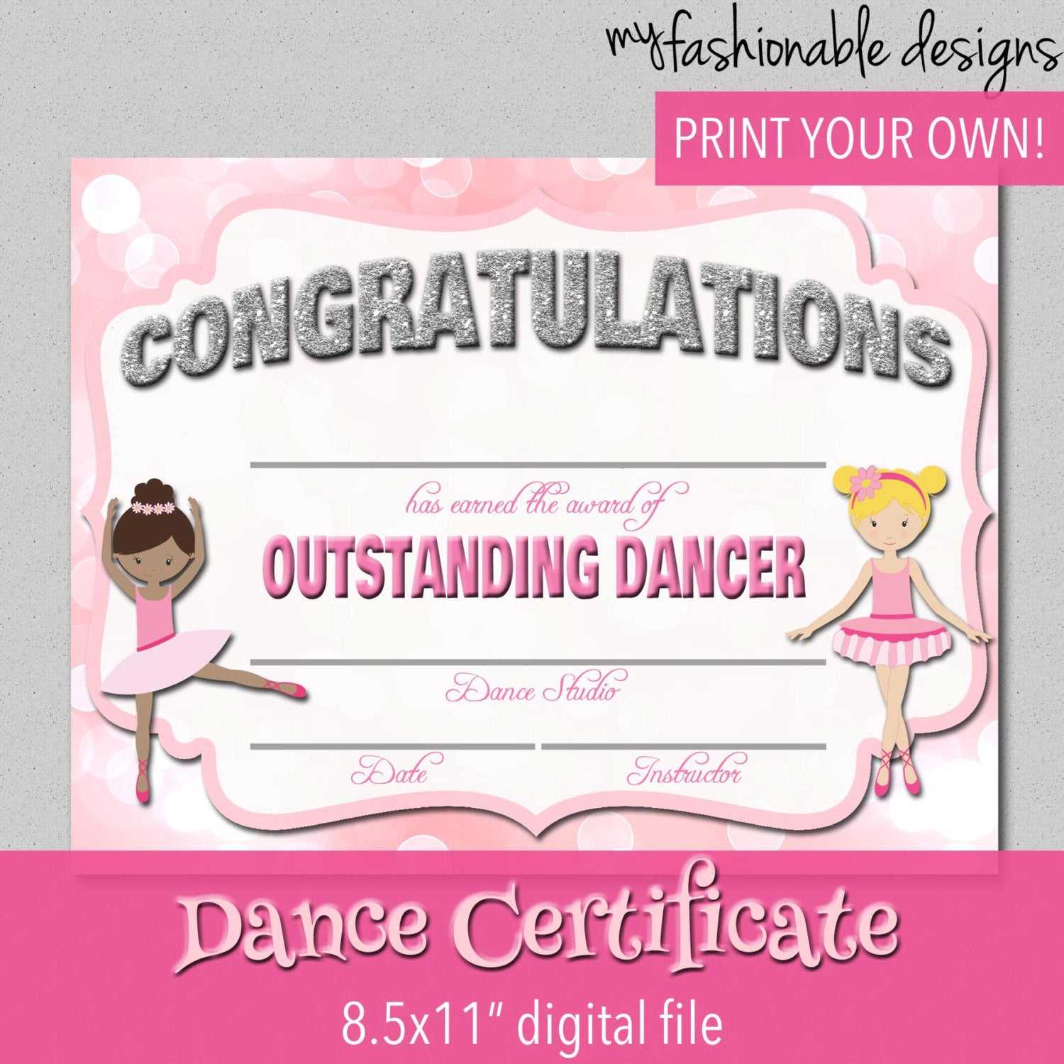 8 Sample Certificate Templates Free Sample Example Dance In Dance Certificate Template