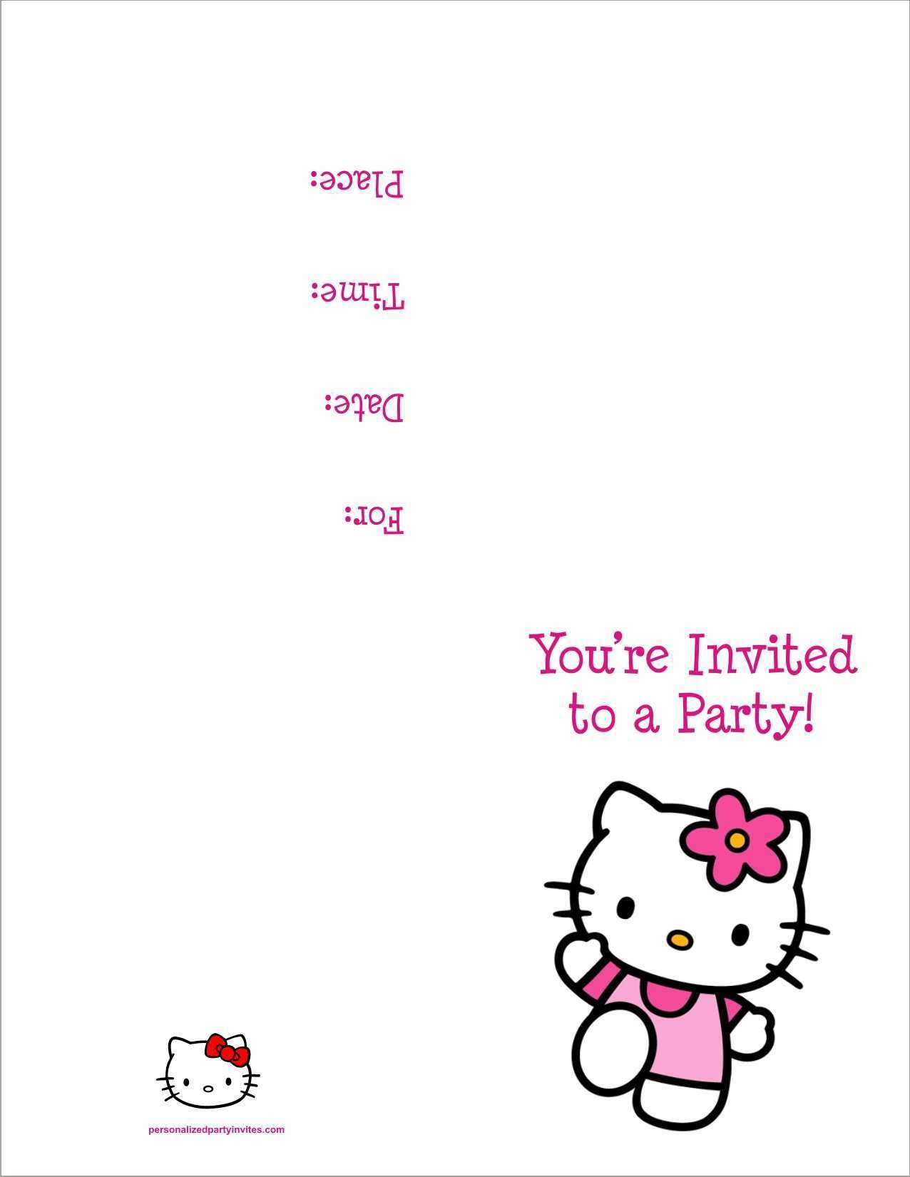 85 Visiting 7Th Birthday Invitation Template Hello Kitty For With Hello Kitty Birthday Card Template Free