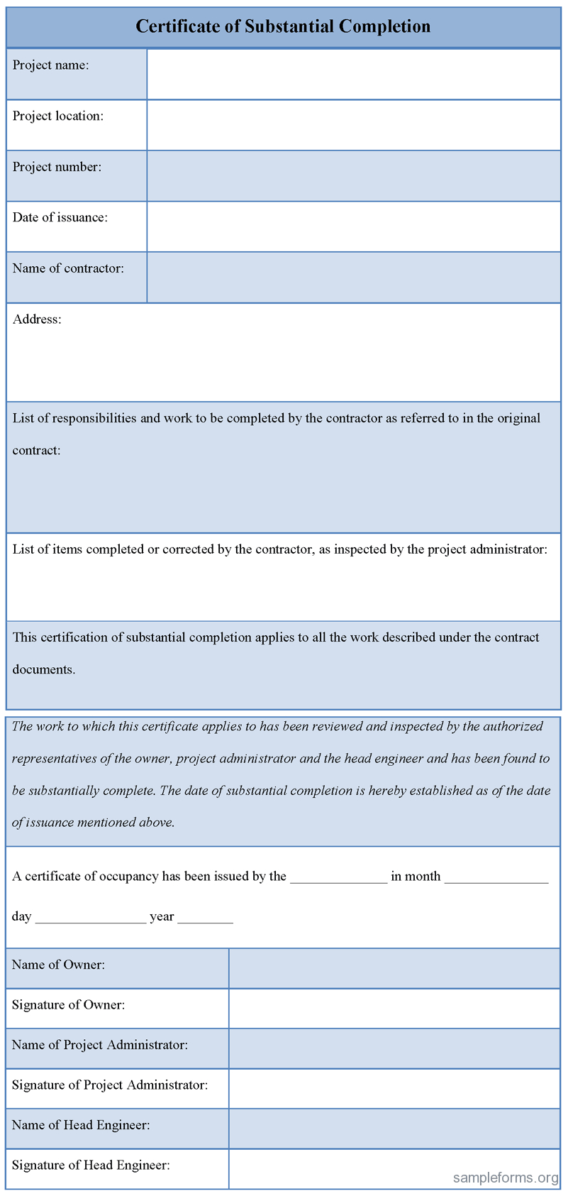 9 Best Photos Of Builders Certificate Of Completion Form Within Certificate Of Substantial Completion Template