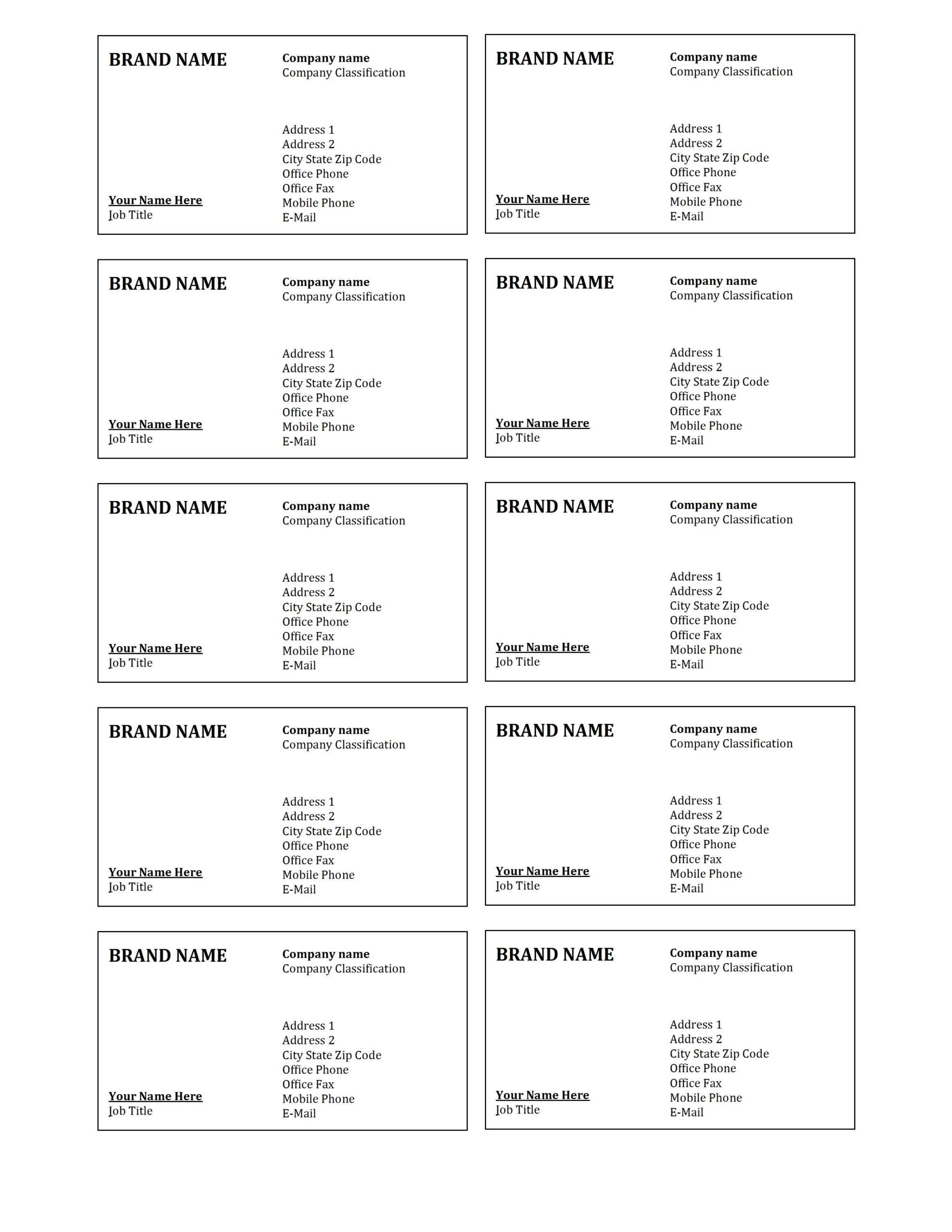 9 Visiting Card Sheet Templates | Fax Cover Sheet Examples Intended For Plain Business Card Template Microsoft Word
