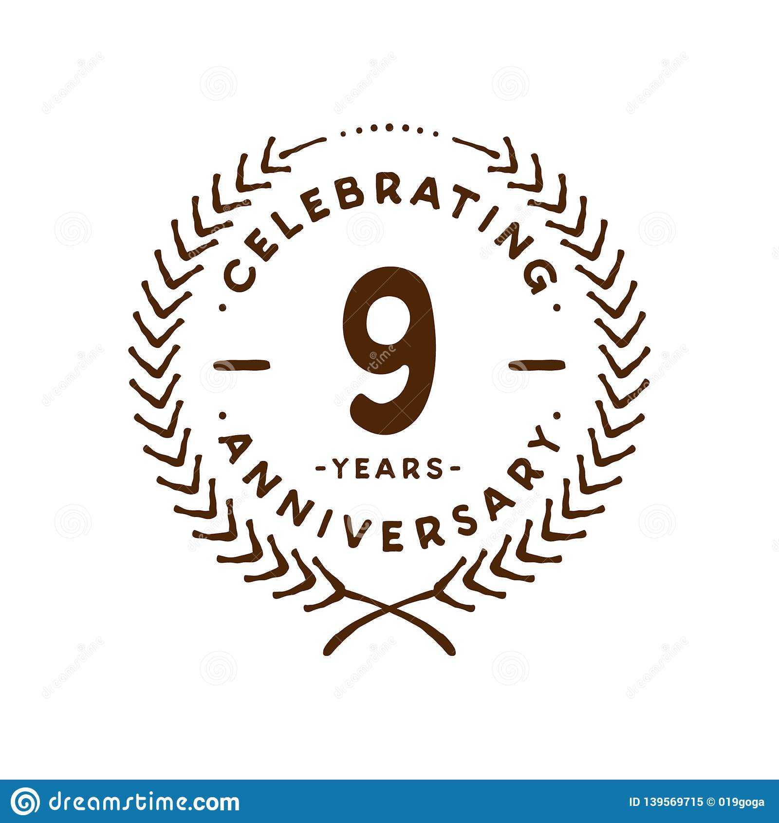 9 Years Design Template. 9Th Vector And Illustration Stock For Anniversary Certificate Template Free