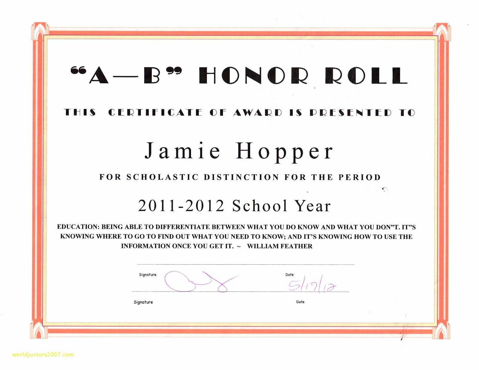 A/b Honor Roll Clipart With Regard To Honor Roll Certificate Template