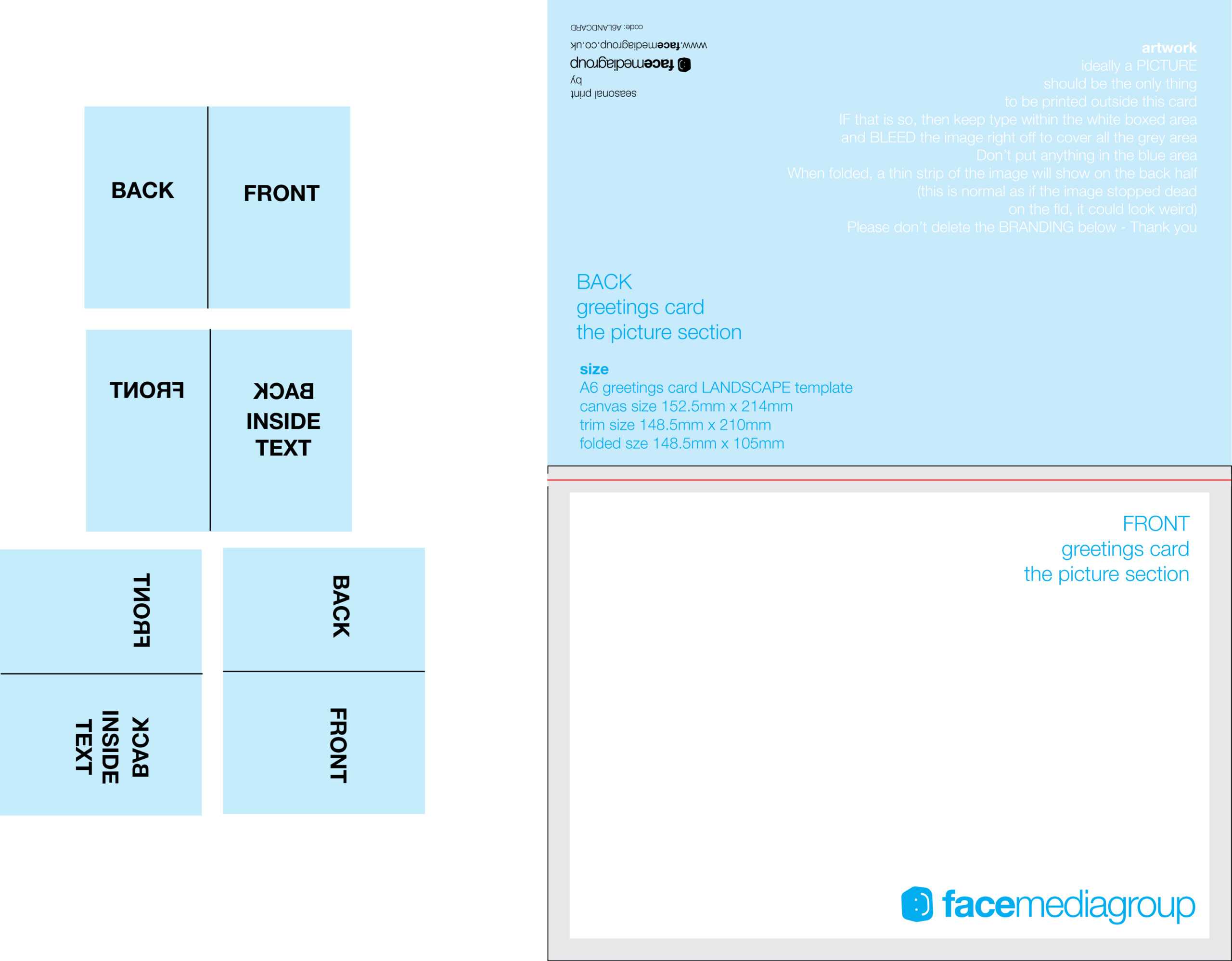 A6 Landscape Greetings Card Template - Tent Fold - Outside For Fold Out Card Template