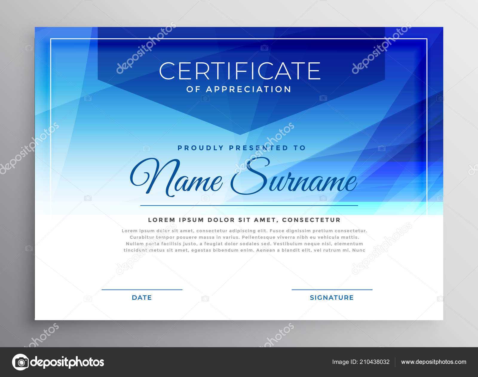 Abstract Blue Award Certificate Design Template — Stock In Award Certificate Design Template
