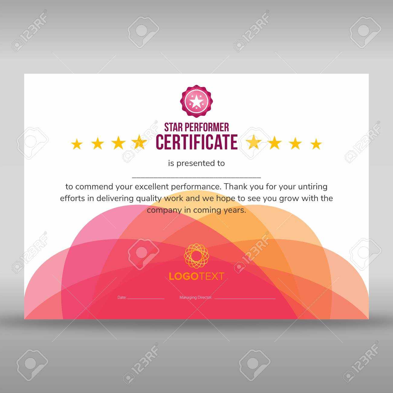 Abstract Creative Pink Star Performer Certificate Intended For Star Performer Certificate Templates
