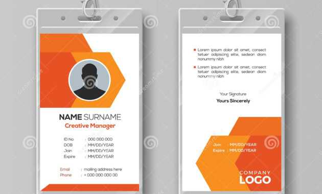 Abstract Orange Id Card Design Template Stock Vector inside Company Id Card Design Template