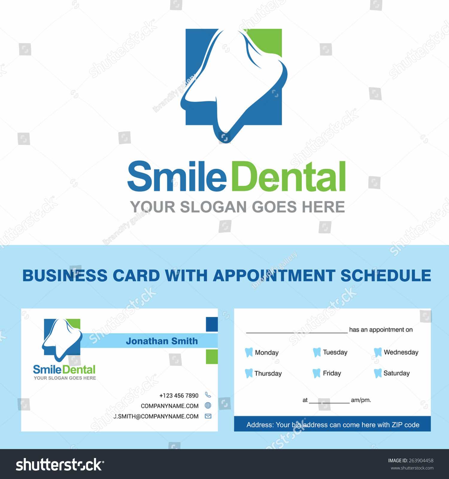 Abstract Vector Smile Dental Identity Concept Stock Vector Inside Dentist Appointment Card Template