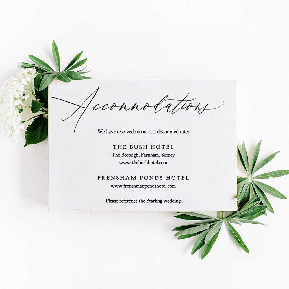 Accommodations Card Template Printable Accommodation Card With Wedding Hotel Information Card Template