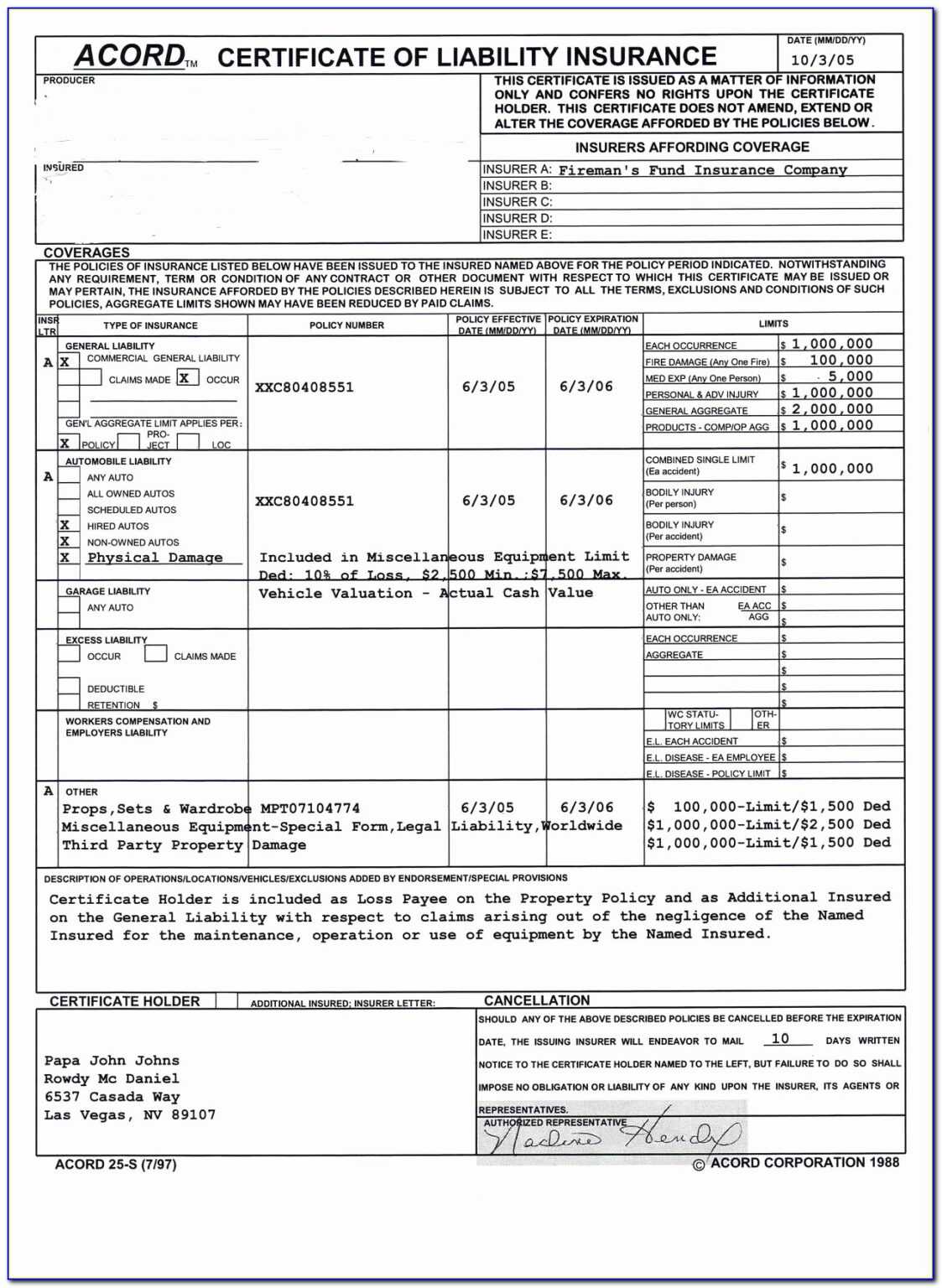 Acord Insurance Certificate Template Unique Insurance Accord Throughout 