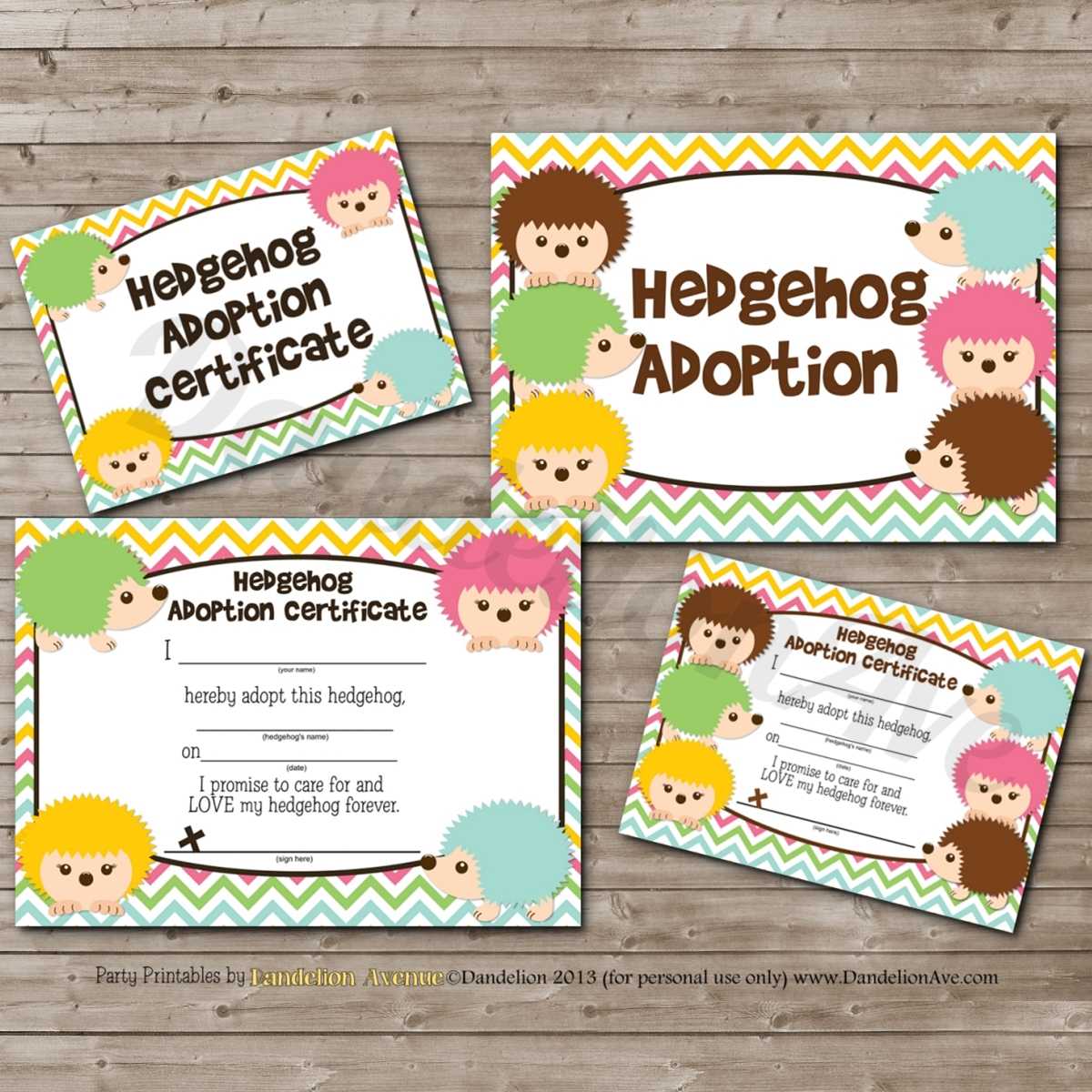 Adopt A Hedgehog Hedgie Adoption Certificate And Sign Set Inside Toy Adoption Certificate Template