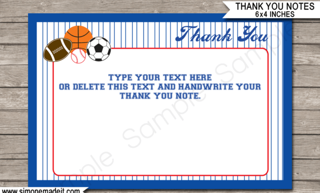 All Star Sports Party Thank You Cards Template with regard to Soccer Thank You Card Template