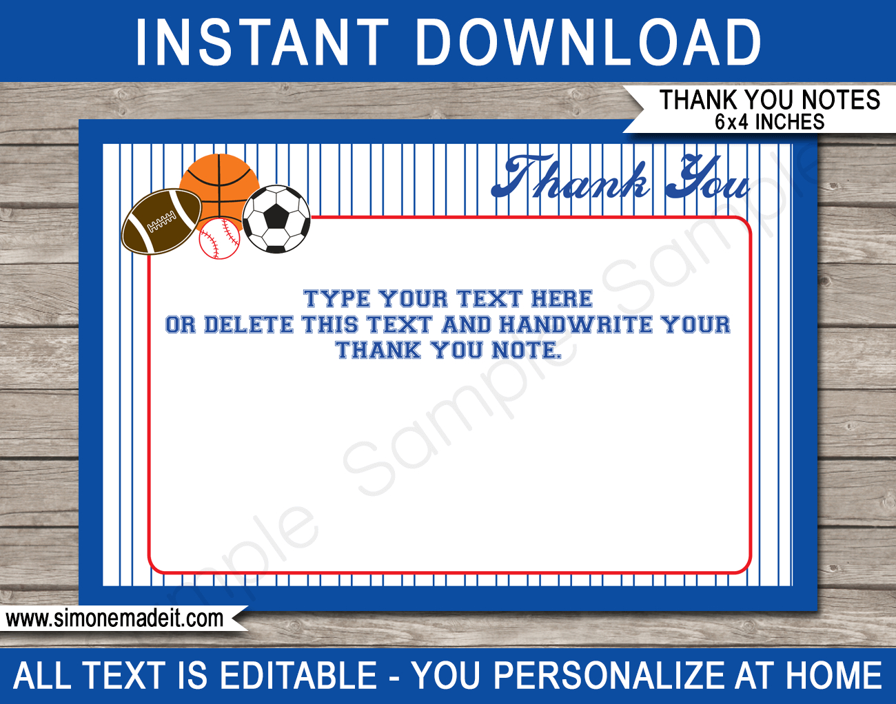 All Star Sports Party Thank You Cards Template With Regard To Soccer Thank You Card Template