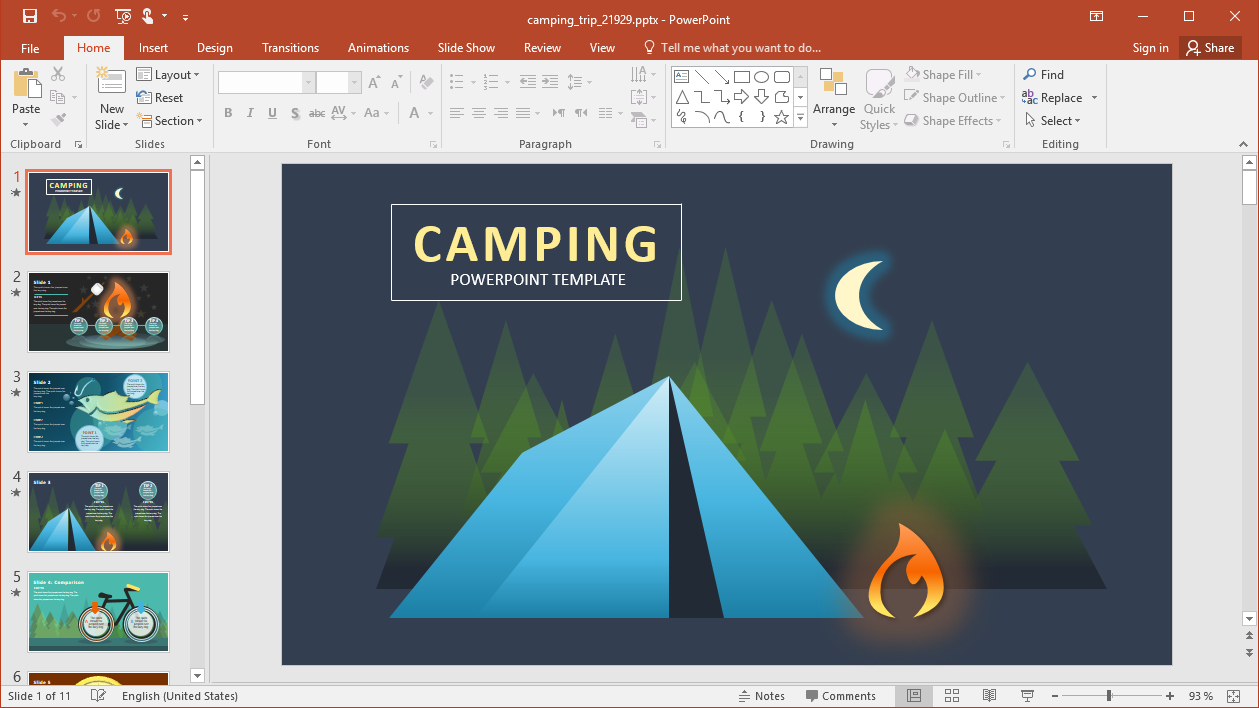 Animated Camping Powerpoint Template Inside Powerpoint Templates Tourism