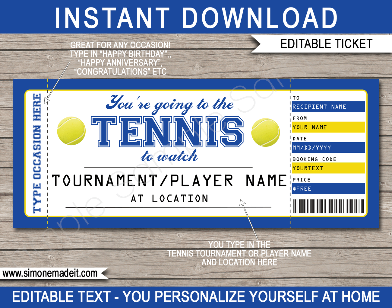 Any Occasion Tennis Gift Tickets With Regard To Tennis Gift Certificate Template