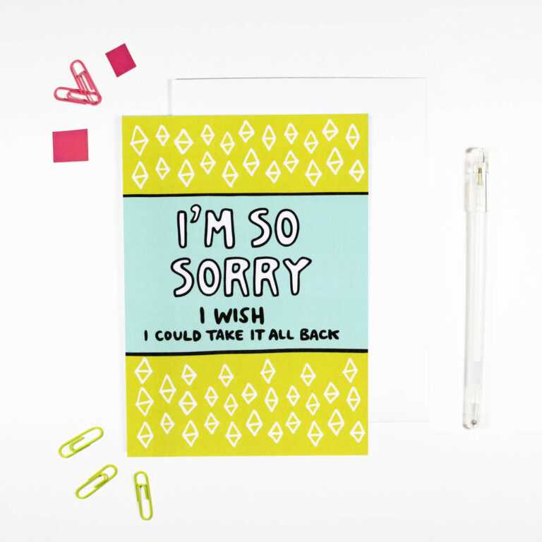 Cute Printable Illustration Sorry Card Typography Design Background ...