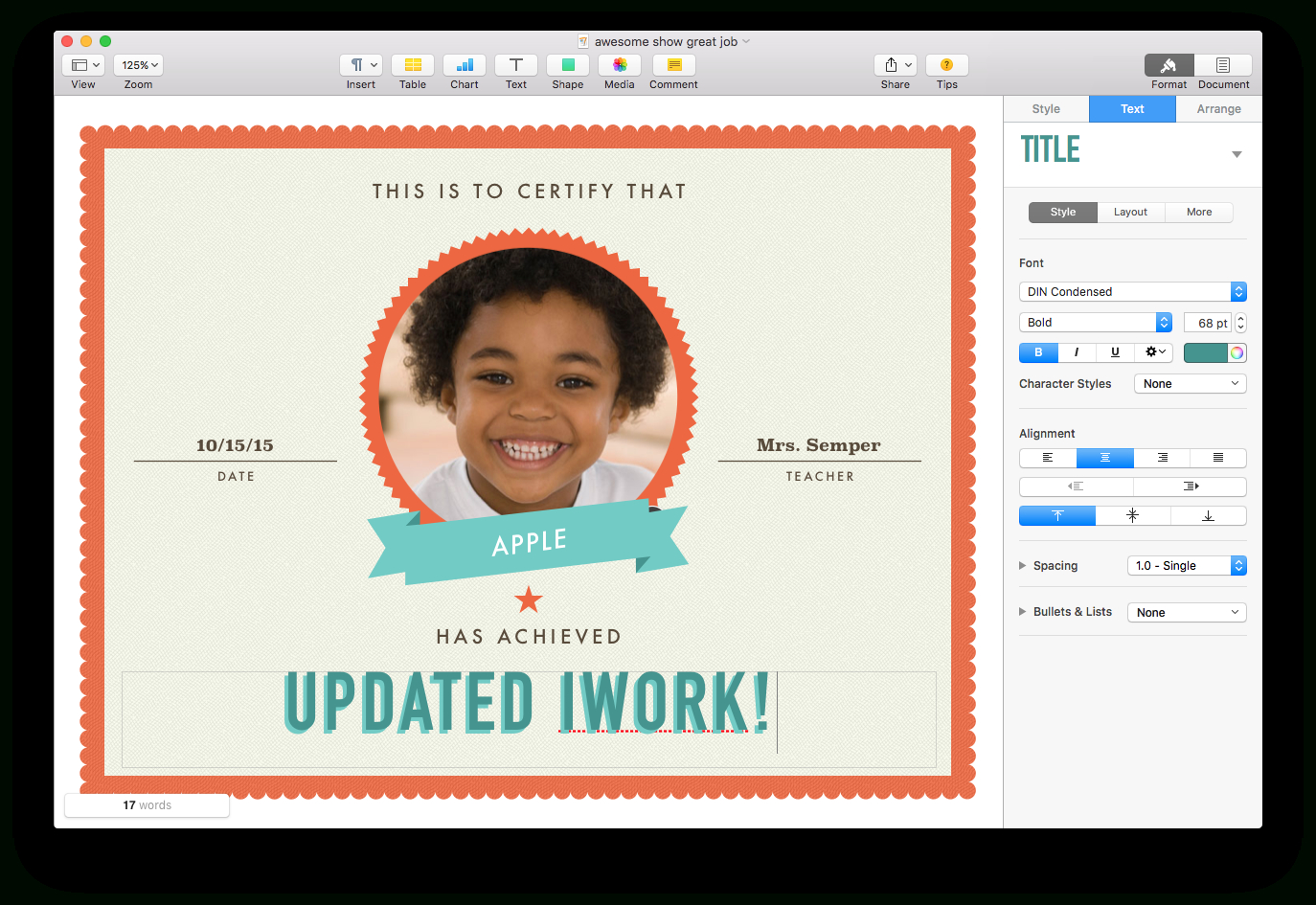 Apple Updates Iwork For Mac, With Force Touch And Split View In Certificate Template For Pages