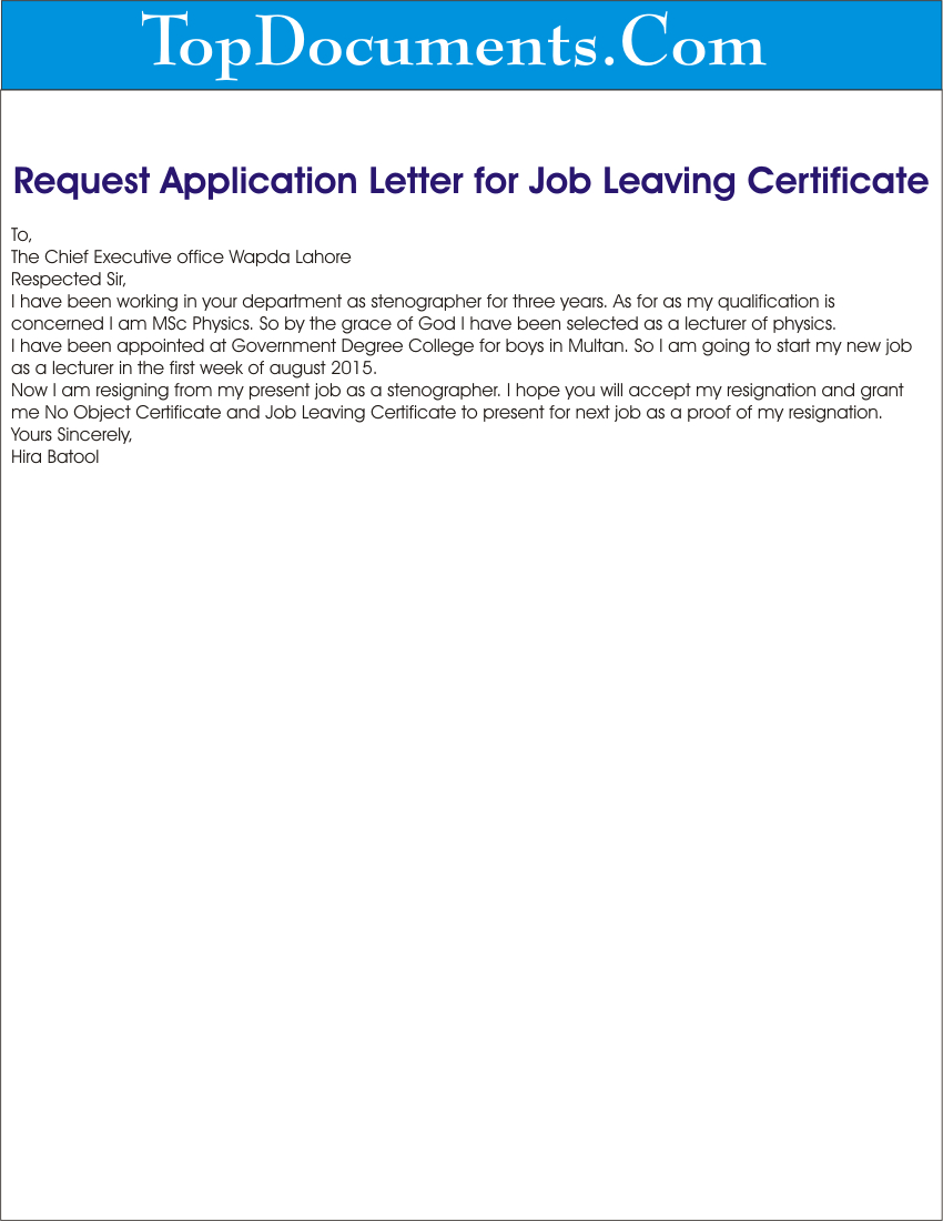 how to write application letter for duplicate leaving certificate