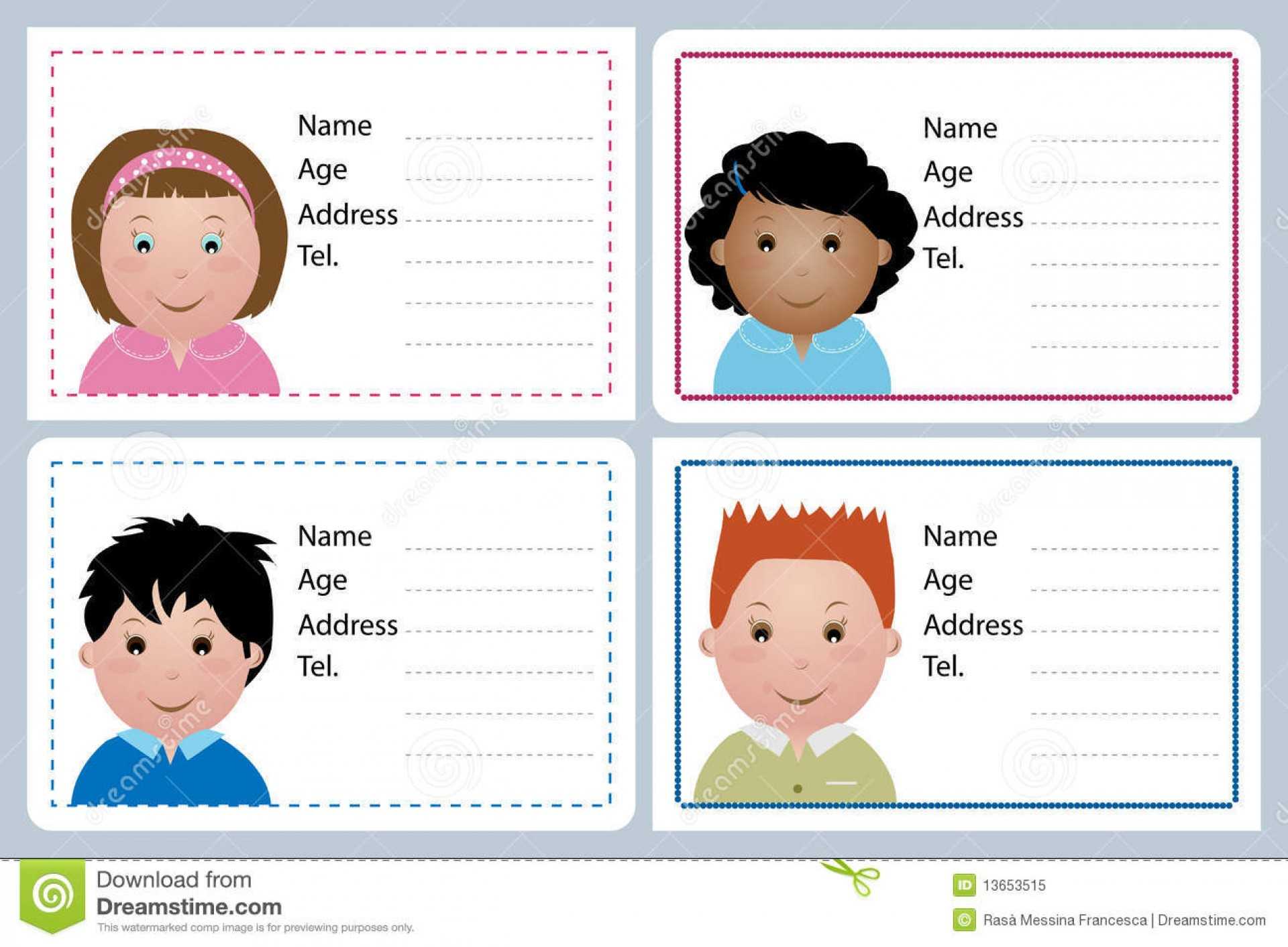 Astounding Child Id Card Template Free Ideas Download With Regard To Id Card Template For Kids