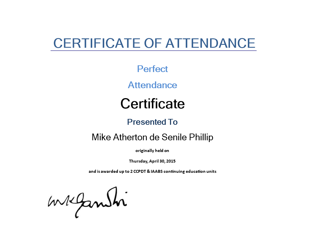 Attendance Certificate Sample | Templates At Within Continuing Education Certificate Template