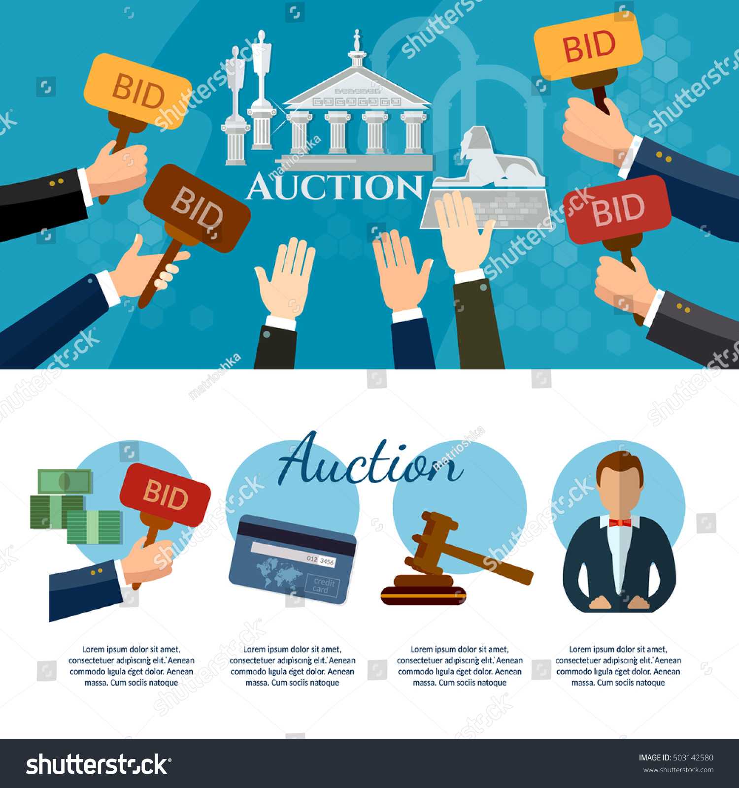 Auction Bidding Banners Auction Selling Antiques Stock With Regard To Auction Bid Cards Template