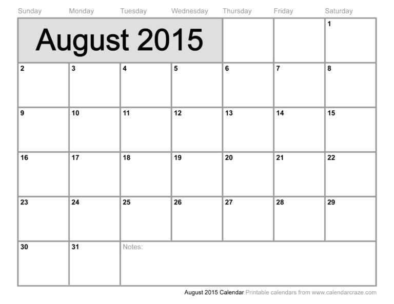 August Template 2015 – Colona.rsd7 Pertaining To Powerpoint Calendar ...