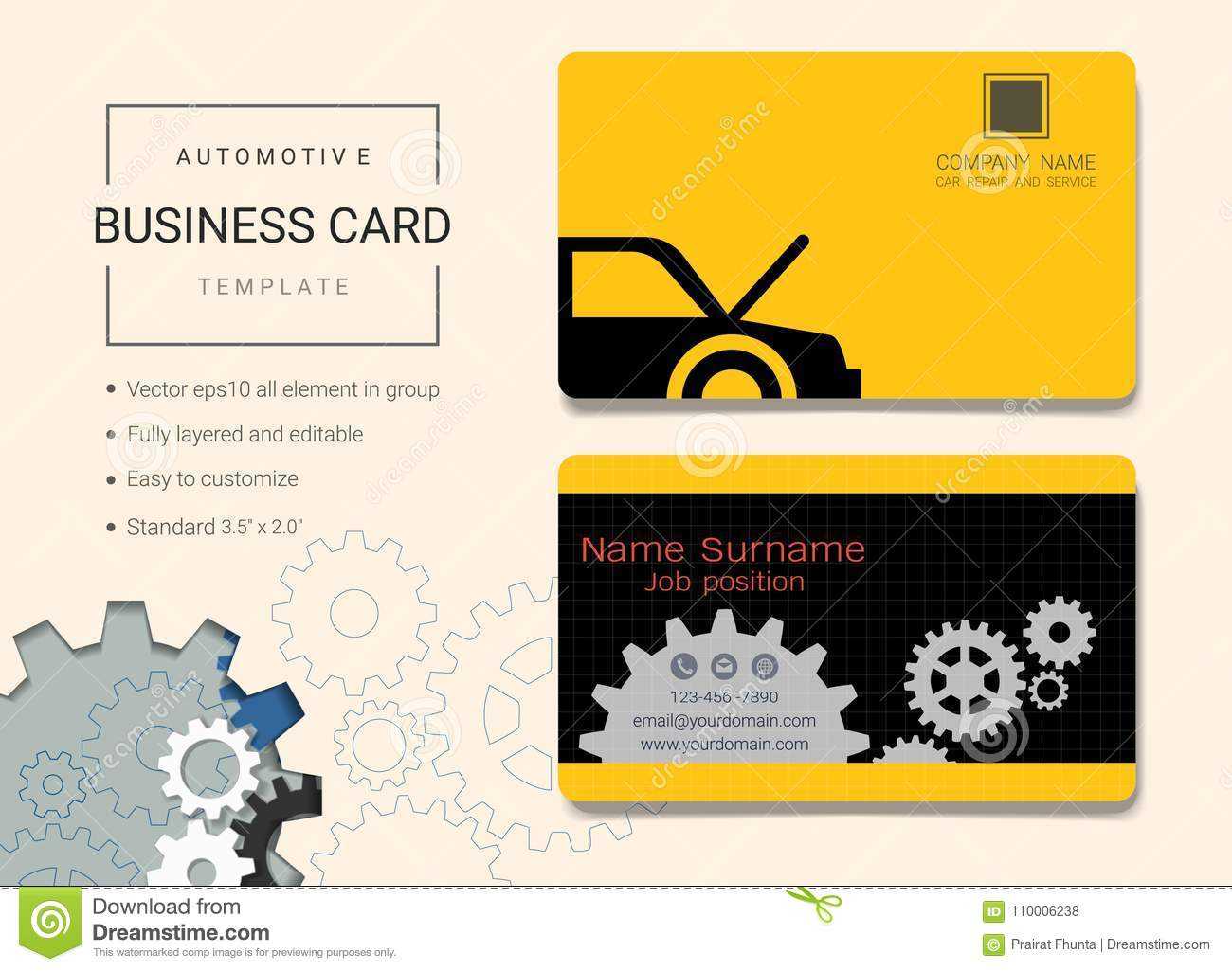 Automotive Business Card Or Name Card Template. Stock Vector Intended For Automotive Business Card Templates