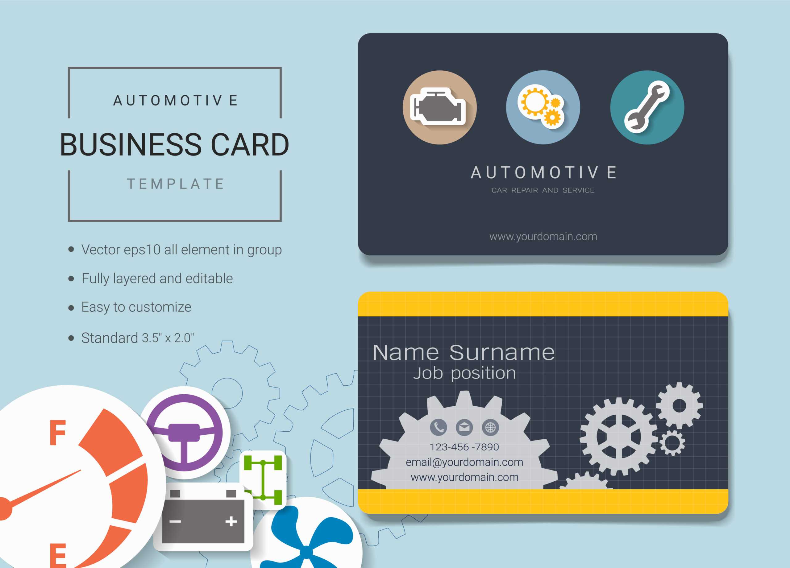 Automotive Business Name Card Design Template. – Download Regarding Automotive Business Card Templates