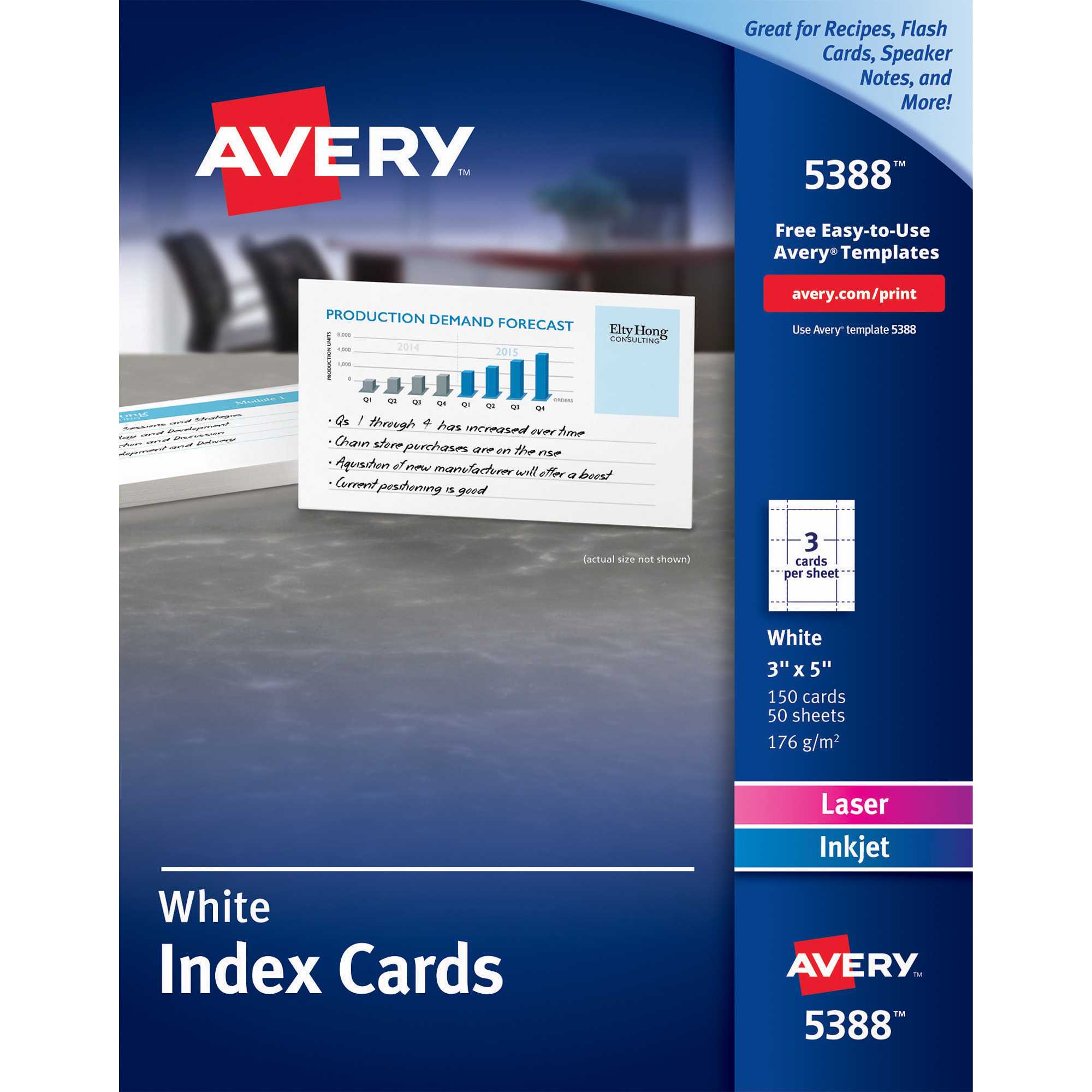 Avery Laser, Inkjet Print Printable Index Card – Servmart With 5 By 8 Index Card Template