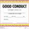 Award Certificate Good Conduct Stock Vector – Illustration Throughout Good Conduct Certificate Template