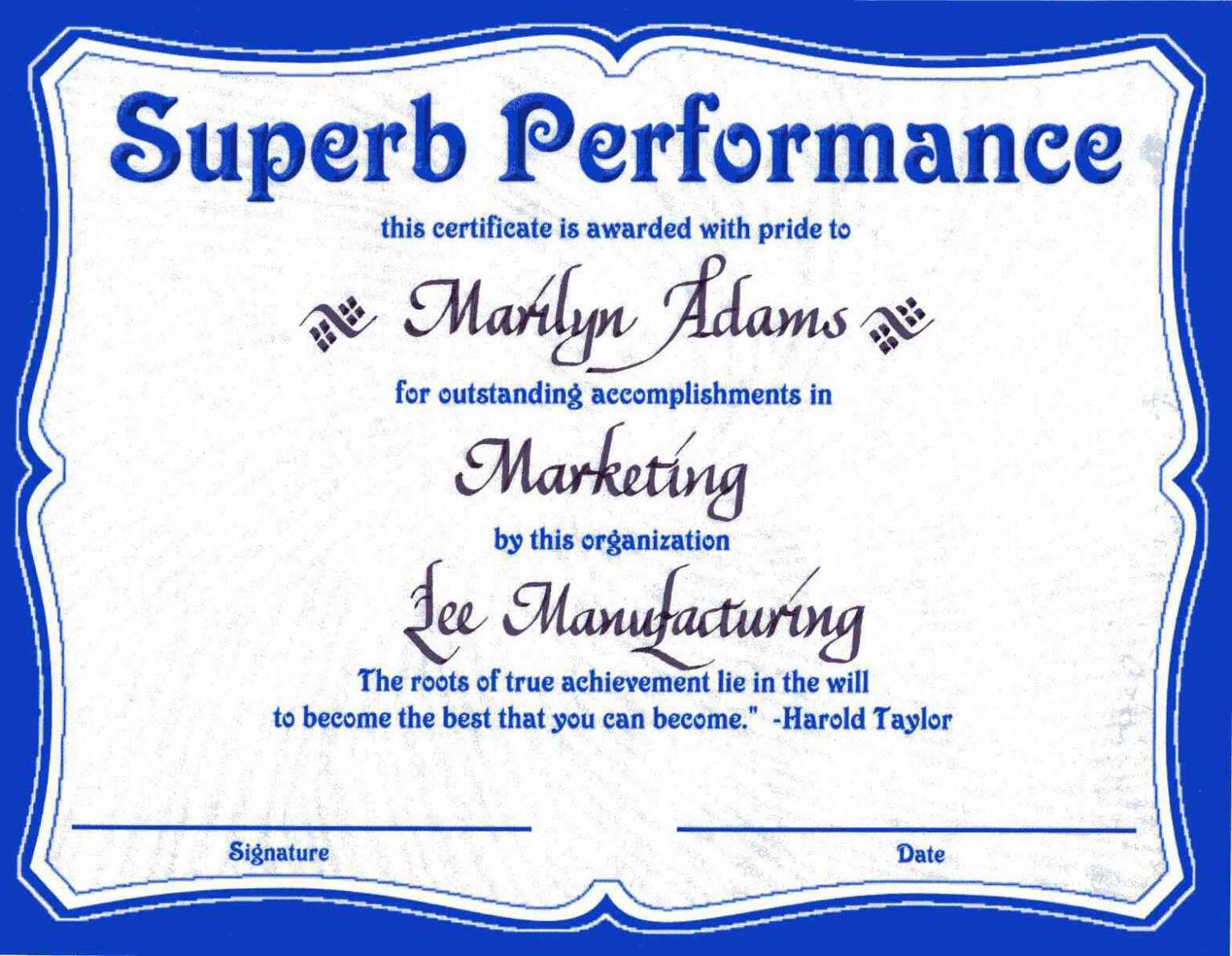 Sample Certificate Of Recognition Template