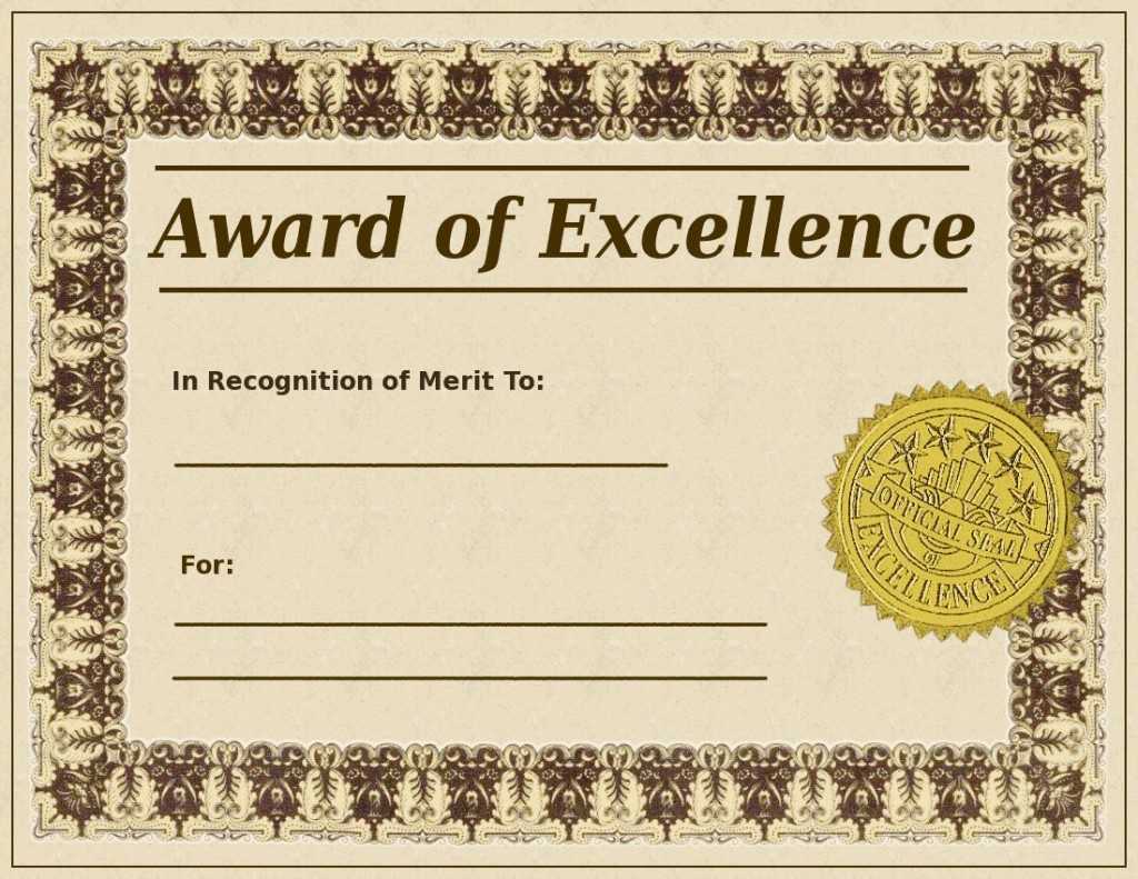 Award Of Excellence Certificate Template Sample Templates Regarding Award Of Excellence Certificate Template