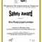 Award Puns Inside Safety Recognition Certificate Template