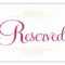 Awesome Reserved Table Sign For Wedding Amazon Com Reception Within Reserved Cards For Tables Templates